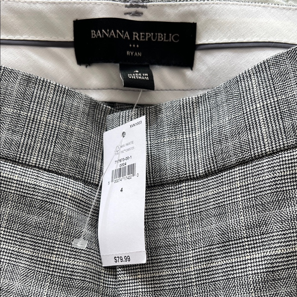 Banana Republic Women’s Light Gray Plaid Pants Size 4 NWT - Picture 2 of 4
